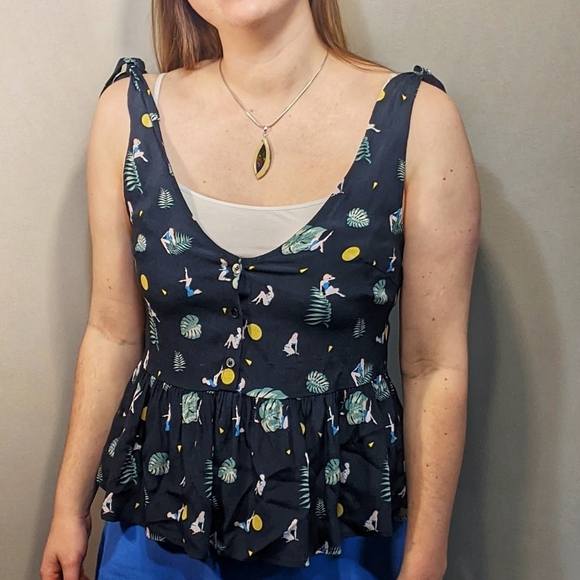 Pin up lemon print blouse top Frnch blouse - Picture 2 of 10